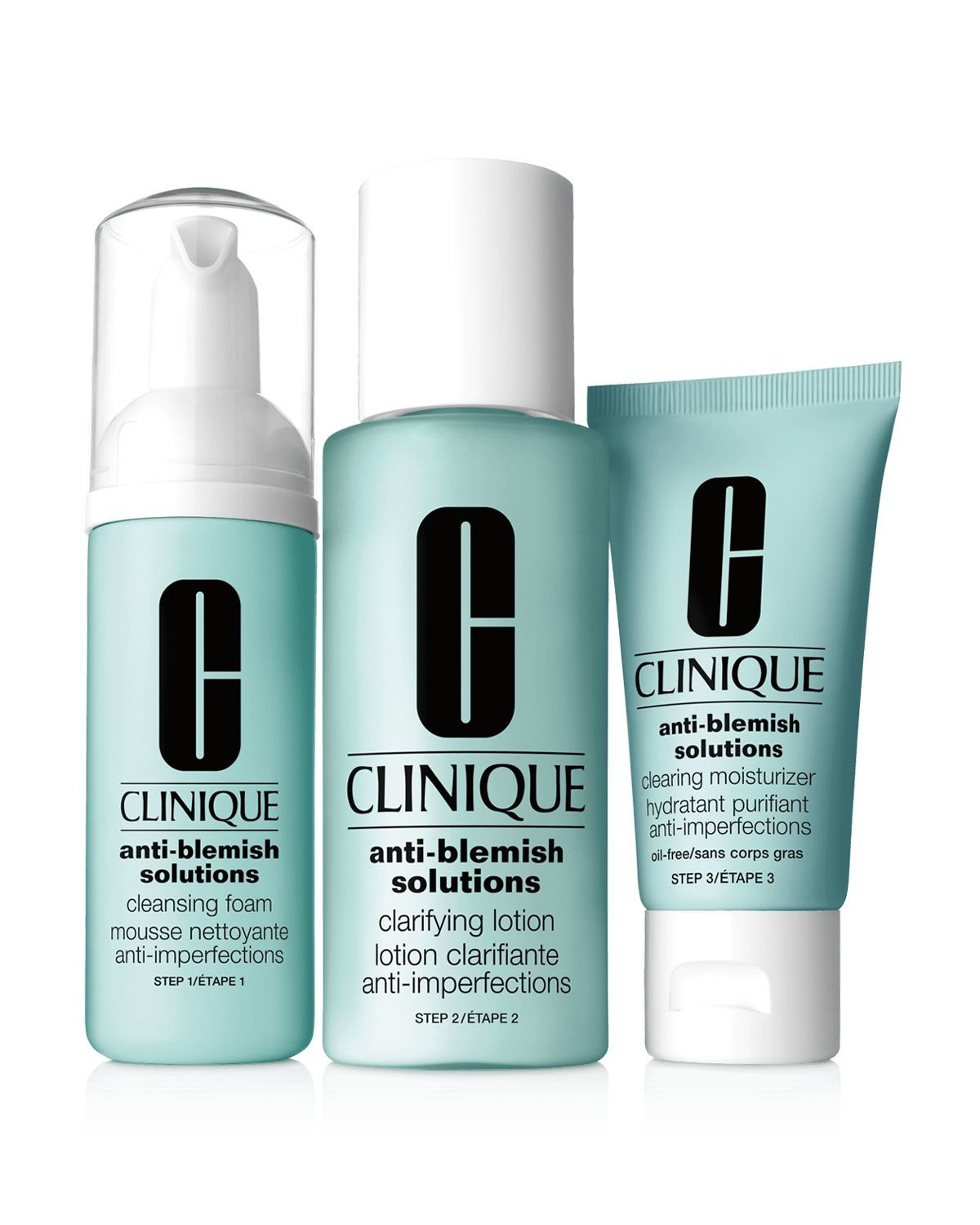 CLINIQUE Step 3 anti-blemish solutions مجموعة كلينك الثلاثية المضادة لحب الشباب للعناية بالبشرة