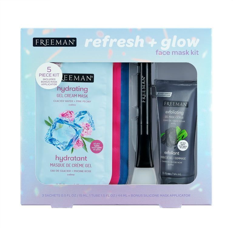 FREEMAN  Refresh + glow face mask kit فريمان مجموعة ماسكات العناية بالبشرة