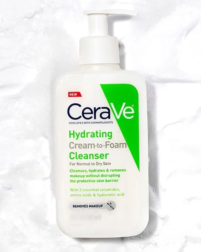 Cerave Hydrating Cream-to-Foam Cleanser FOR NORMAL TO DRY SKIN  473ml  سيرافي غسول مرطب من كريم الى رغوة الاصدار الامريكي