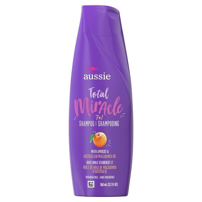 aussie total miracle shampoo  with apricot &macadamia oil 360 ml اوسي  شامبو شعر ميراكل  بالخوخ