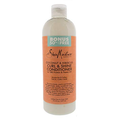 SHEA MOISTURE COCONUT & HIBISCUS CURL & SHINE CONDITIONER 586 ml   شيا مويستشر  بخلاصة جوز الهند والكركديه. مع زيادة 50% من الحجم