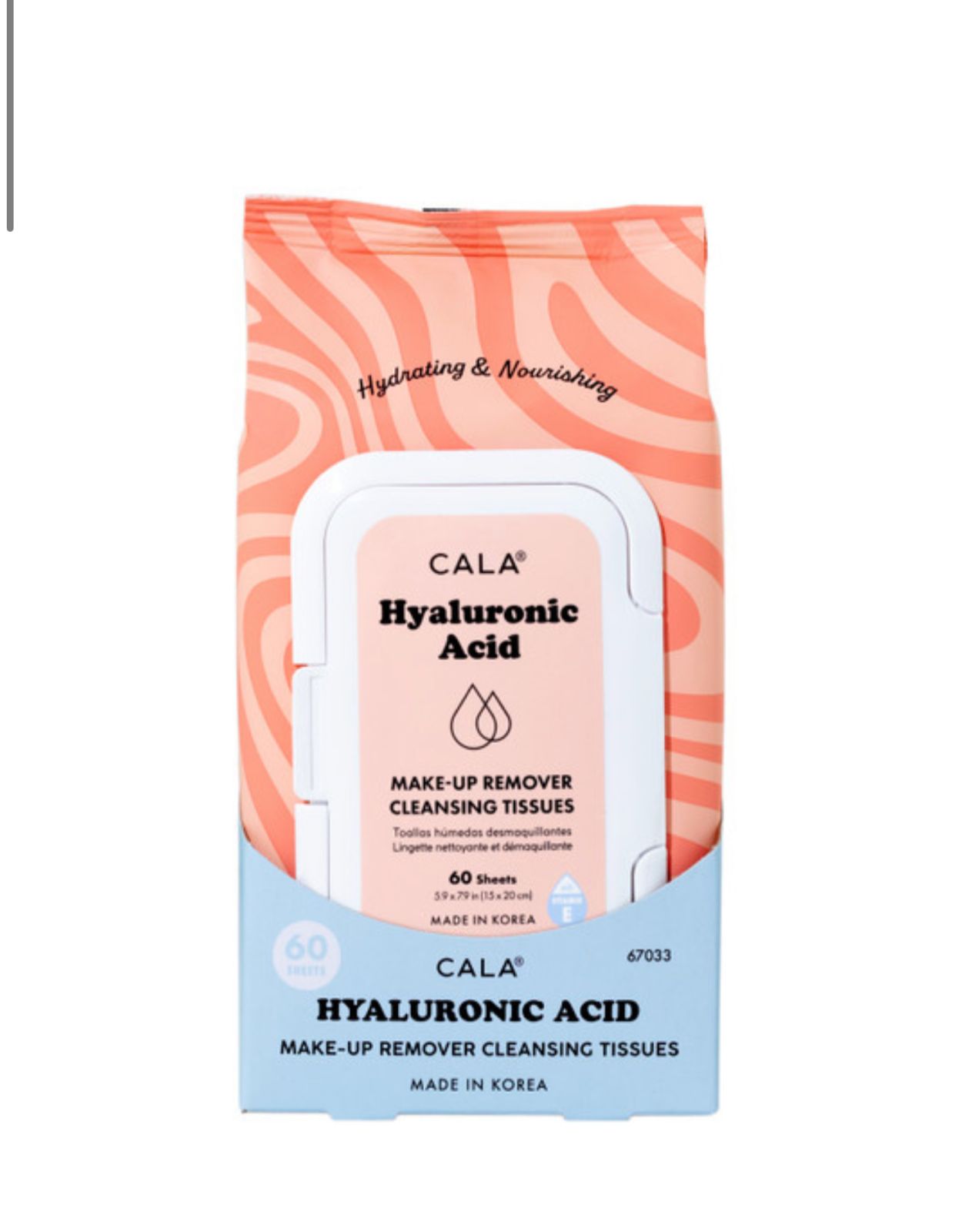 CALA MAKEUP REMOVER CLEANSING TISSUES HYALURONIC ACID (60 SHEETS) مناديل  أزالة المكياج وتنظيف البشرة