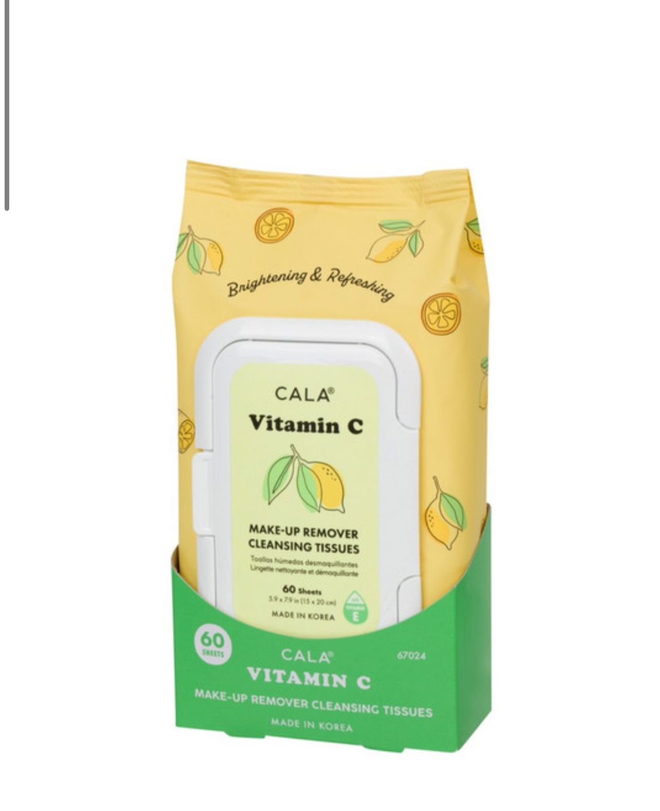 CALA MAKEUP REMOVER CLEANSING TISSUES: VITAMIN C (60 SHEETS)مناديل  أزالة المكياج وتنظيف البشرة