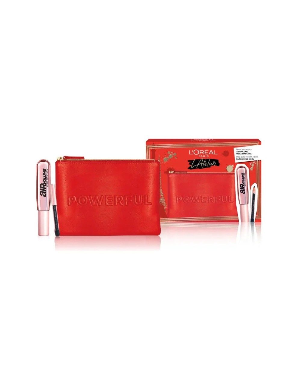 LOREAL PARIS Cofanetto Pochette, Mascara Air Volume Mega e Matita Nera لوريال بوكس