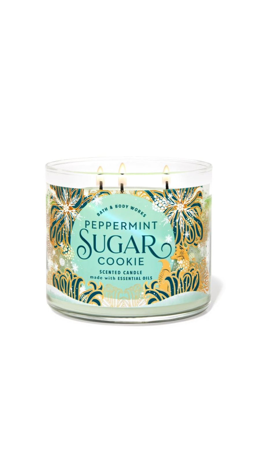 BATH AND BODY WORKS Peppermint Sugar Cookie 3-Wick Candle, شموع معطرة