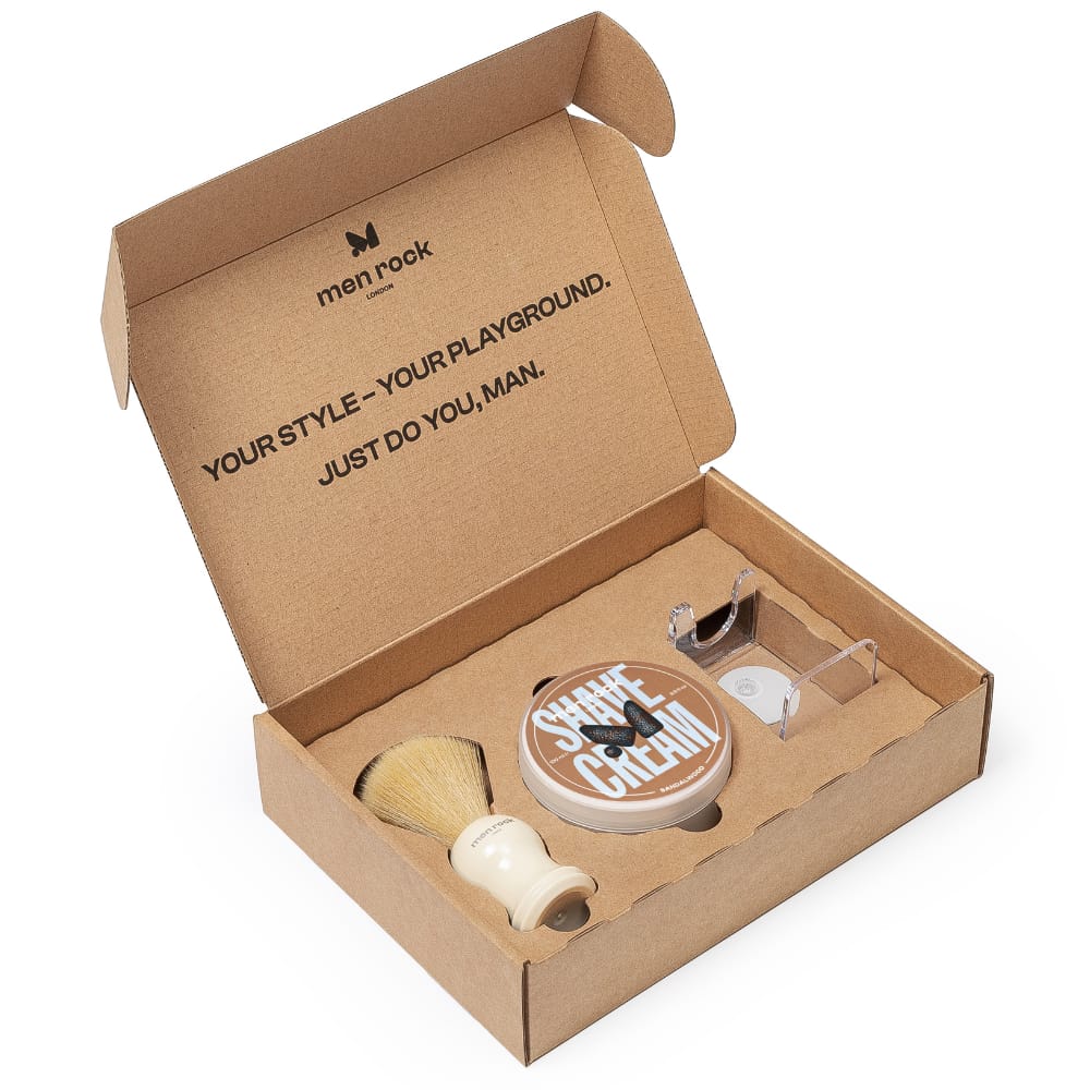 MEN ROCK THE LIFE SHAVER SANDALWOOD ESSENTIAL SHAVING KIT,مجموعة اساسيات الحلاقة للرجال