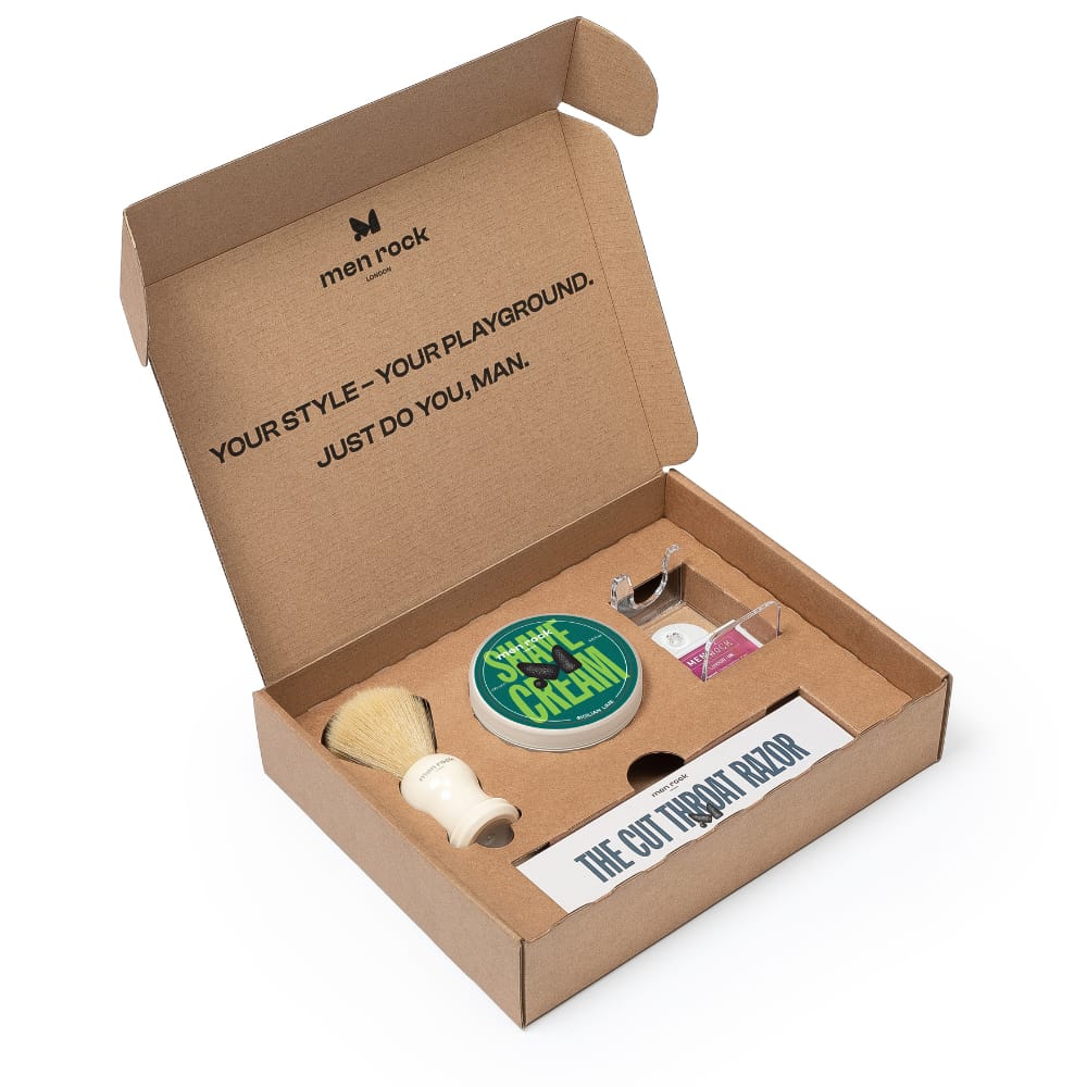 MEN ROCK THE LIFE SHAVER SICILIAN LIME ULTIMATE SHAVING KIT - THE CUT THROAT RAZOR, مجموعة اساسيات الحلاقة للرجال