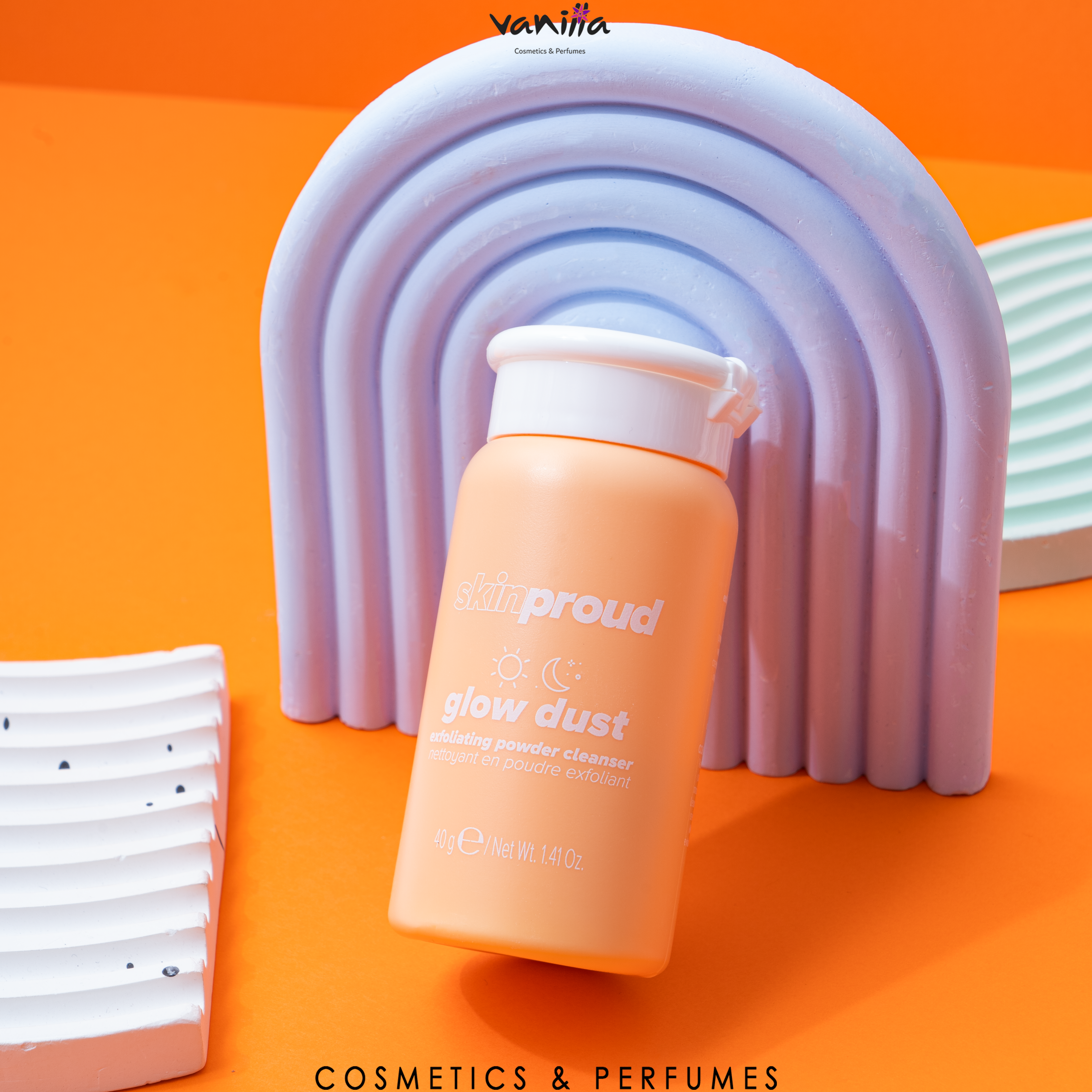 Skin Proud glow dust - exfoliating powder cleanser,40g سكن براود غسول باودر يتفاعل مع الماء
