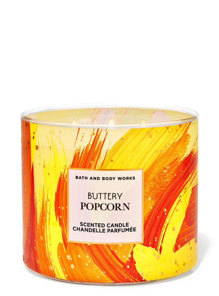 BATH AND BODY WORKS Buttery Popcorn candle, باث اند بدي وركس شموع معطر