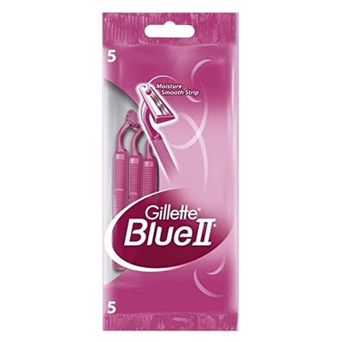 Gillette Blue Ii Plus Disposable Razor For Women 5 Pieces جيليت بلو شفرات ازالة الشعر للنساء