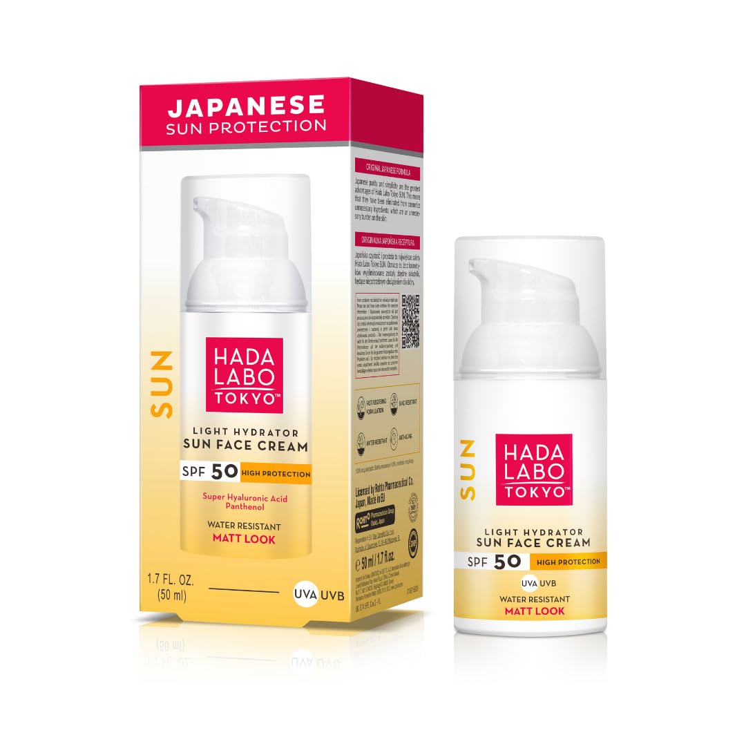 HADA LABO TOKYO Light Hydrator, Waterproof, moisturizing sun face cream SPF50,50ml هادا لابو واقي شمس مرطب و مقاوم للماء