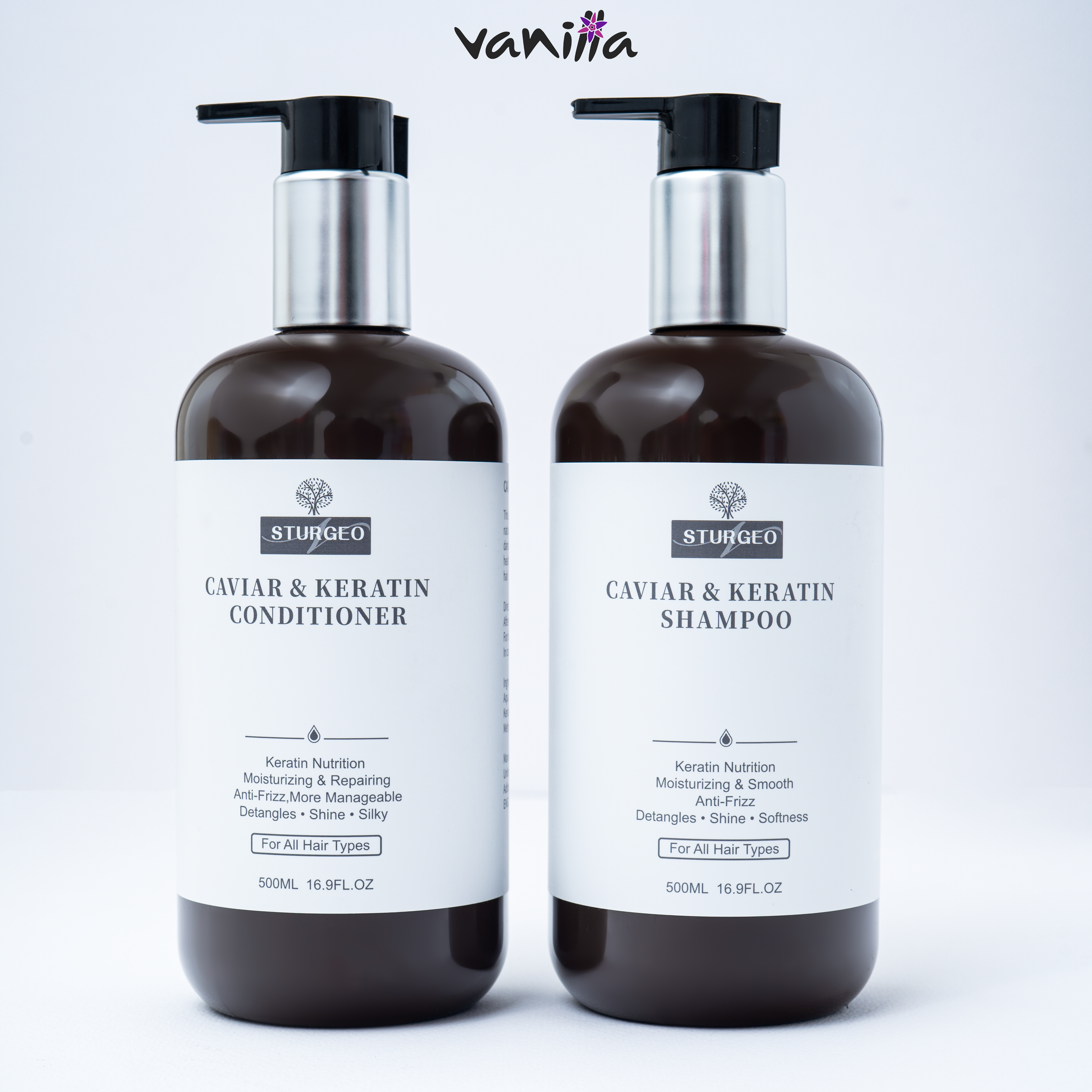 STURGEON Caviar & Keratin Shampoo + Conditioner 500ml ستروجيون شامبو + بلسم بالكافيار والكيراتين