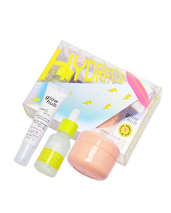 GLOW HUB HYDRATION: MOISTURE MEGASTARS - HYDRATE & PLUMP TRIO كلو  هب مجموعة العناية بالبشرة