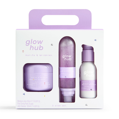 GLOW HUB purify & brighten 3 step set كلو  هب مجموعة العناية بالبشرة