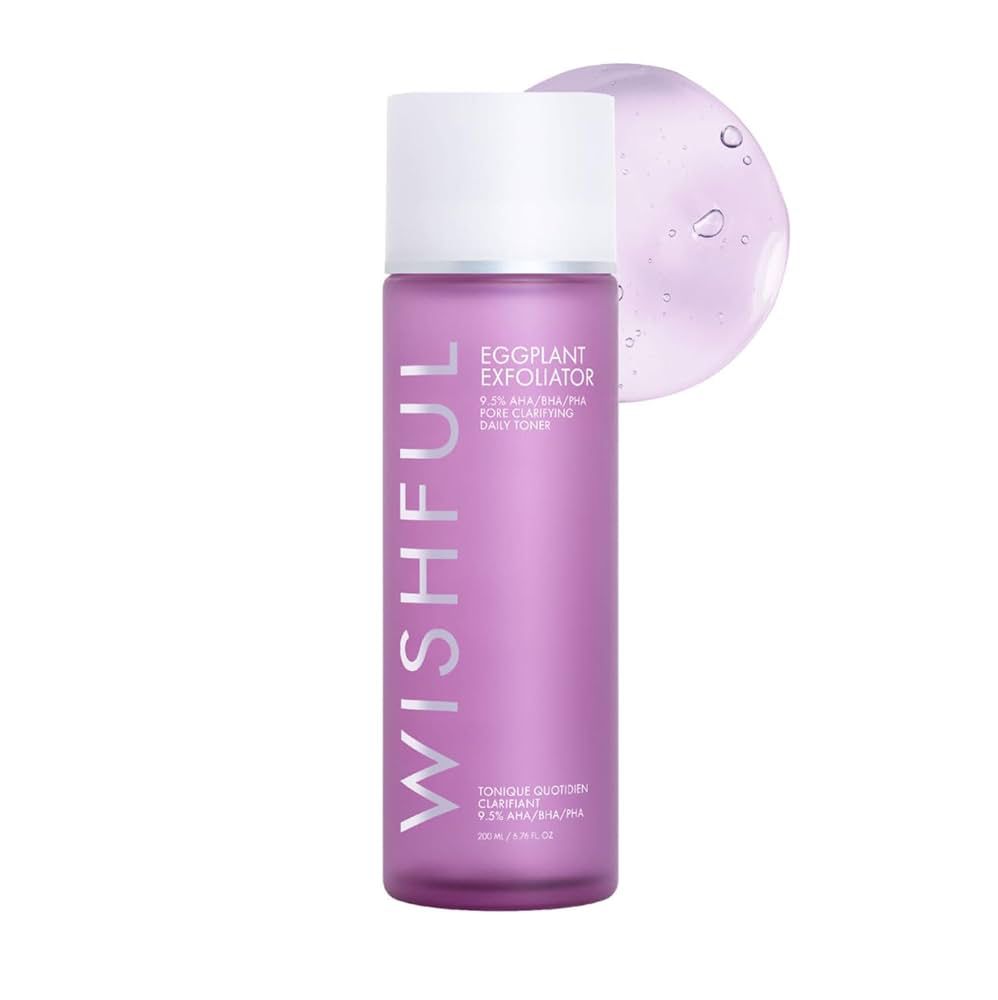 WISHFUL Eggplant Exfoliator: 9.5% AHA, BHA & PHA Pore Clarifying Daily Toner 200ml وشفل تونر مقشر للبشرة