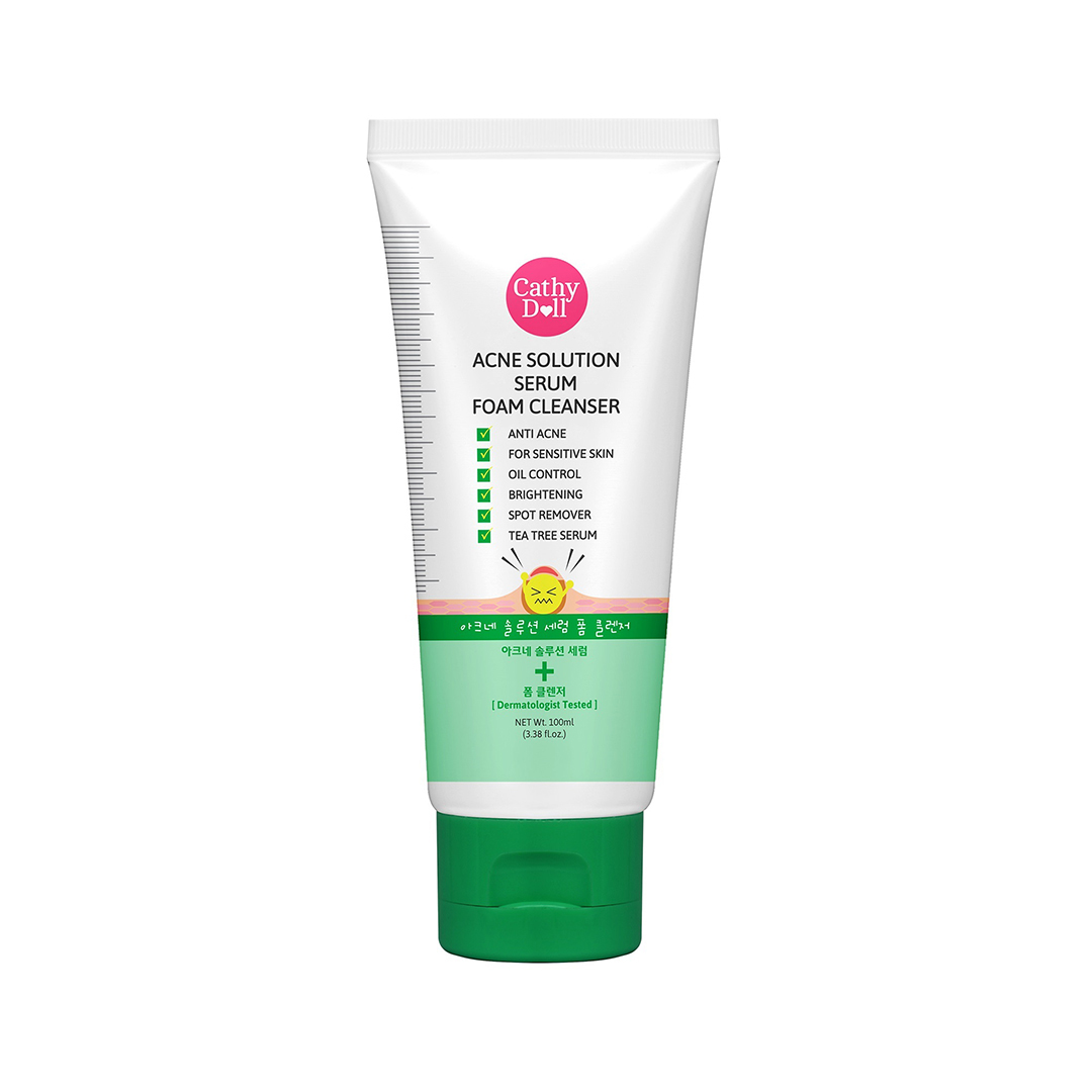 CATHY DOLL ACNE SOLUTION SERUM FOAM CLEANSER 100ML كاثي دول سيروم وغسول للبشرة