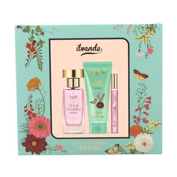 ILVANDE FLORAL PARADISE Parc de Lily WOMEN BEAUTY WISHES SET ايلفاند مجموعة عناية للنساء 3 قطع