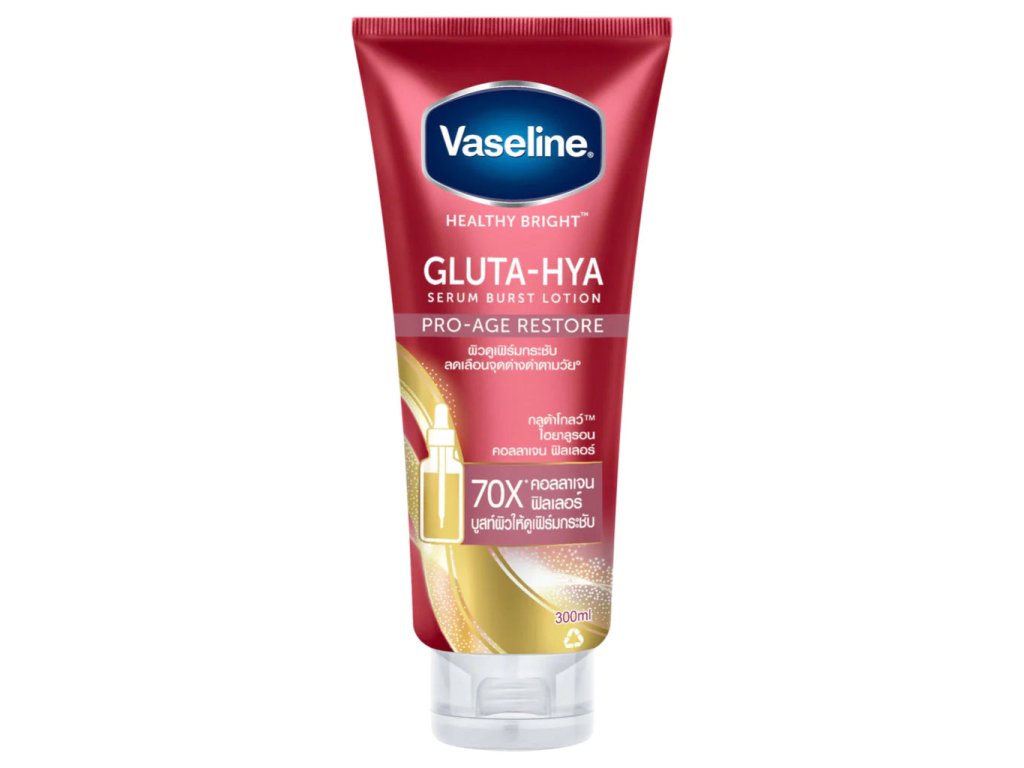 VASELINE HEALTHY BRIGHT GLUTA-HYA SERUM BURST LOTION PRO-AGE RESTORE&nbsp;300ml فازلين هيلثي برايت سيروم شد الجسم