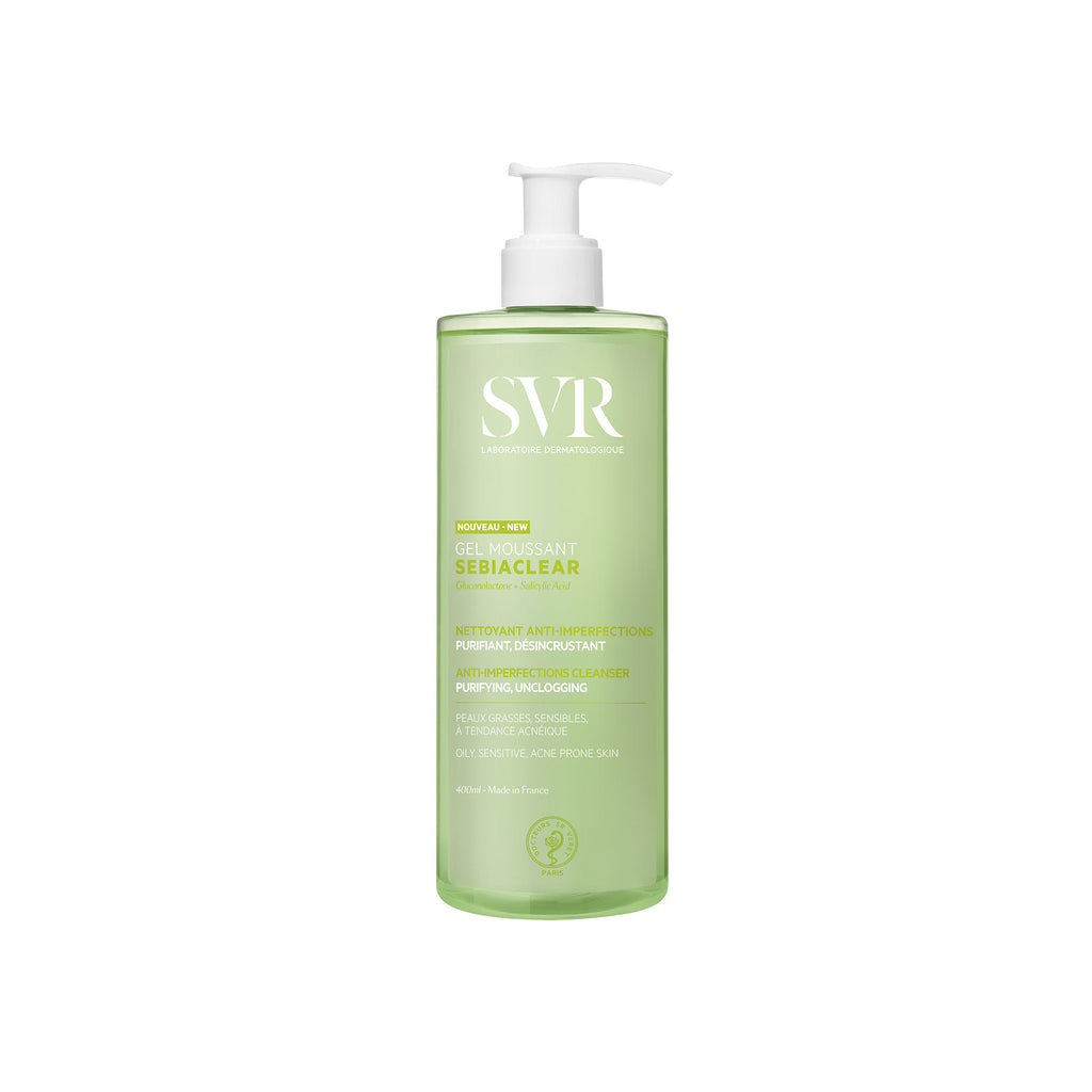 SVR GEL MOUSSANT SEBIACLEAROIly sensitive acne prone skin 400ml اس في ار جل رغوي للبشرة الحساسة المعرضة للحبوب