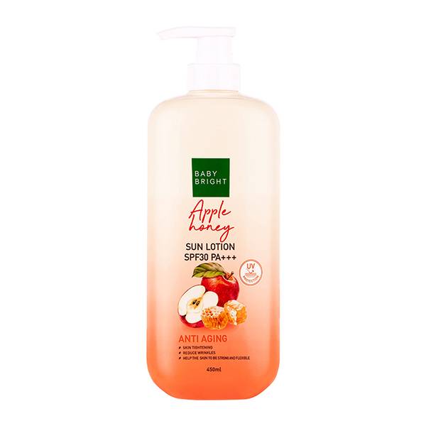 Apple Honey Sun Lotion SPF30 PA+++ 450ml Baby Bright لوشن الشمس بالعسل والتفاح بعامل حماية من الشمس