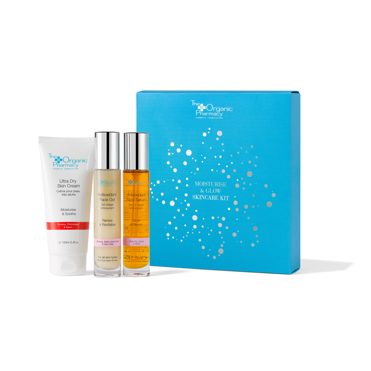 THE ORGANIC PHARMACY  MOISTURISE AND GLOW SKINCARE KIT ذا أوركنك فارمسي مجموعة العناية بالبشرة