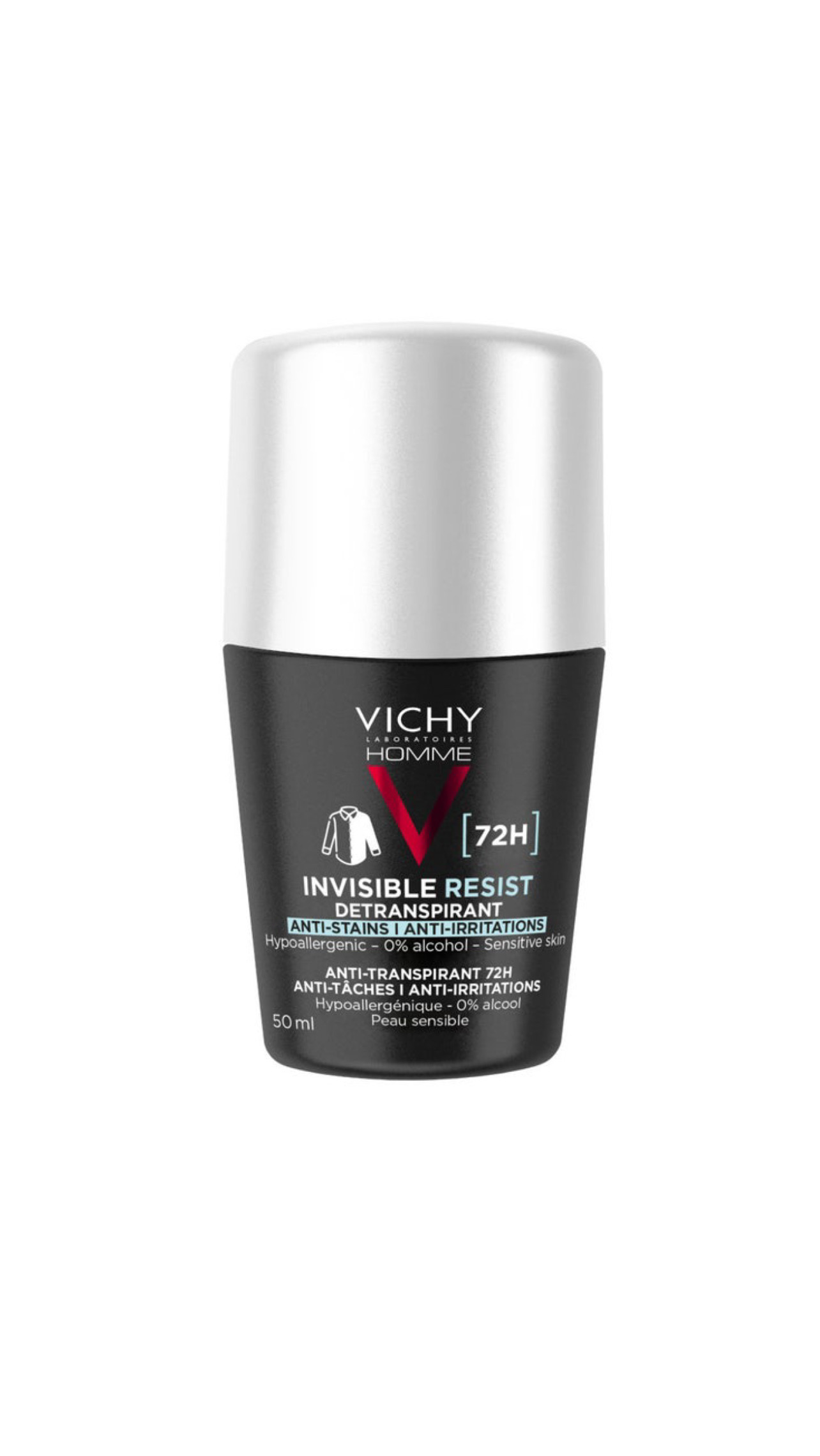 VICHY Man Invisible Resist Anti-perspirant Roll On Deodorant 72h Sensitive Skin 50ml فيجي رول مزيل تعرق للرجال