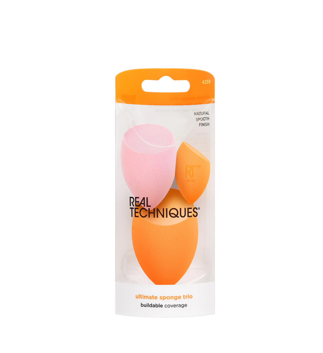 REAL TECHNIQUES Ultimate Makeup Sponge Blending and Setting Trio ريل تكنيك إسفنجة مكياج نهائية للمزج والإعداد الثلاثي