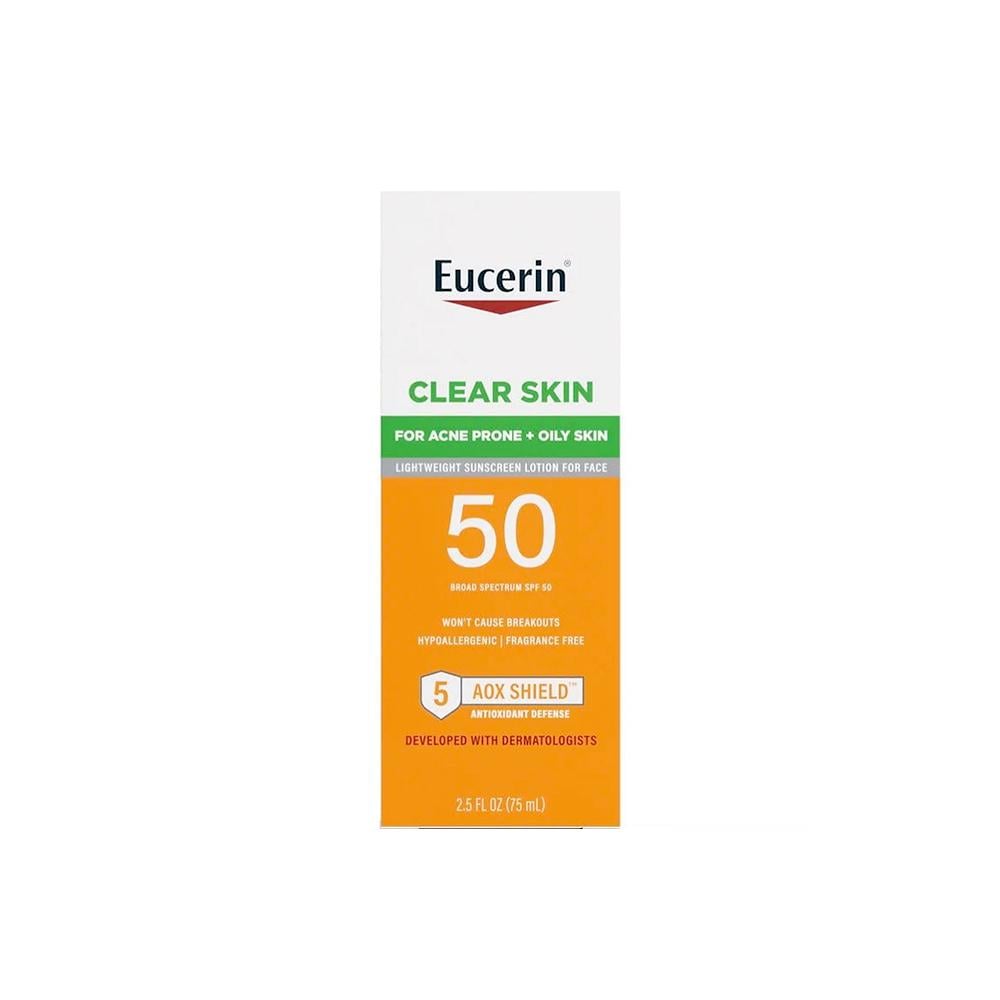 Eucerin Clear Skin Lightweight Sunscreen Lotion SPF50, for Acne Prone + Oily Skin 75 ml  يوسرين واقي من اشعة للشمس للبشرة الدهنية المعرضة للحبوب