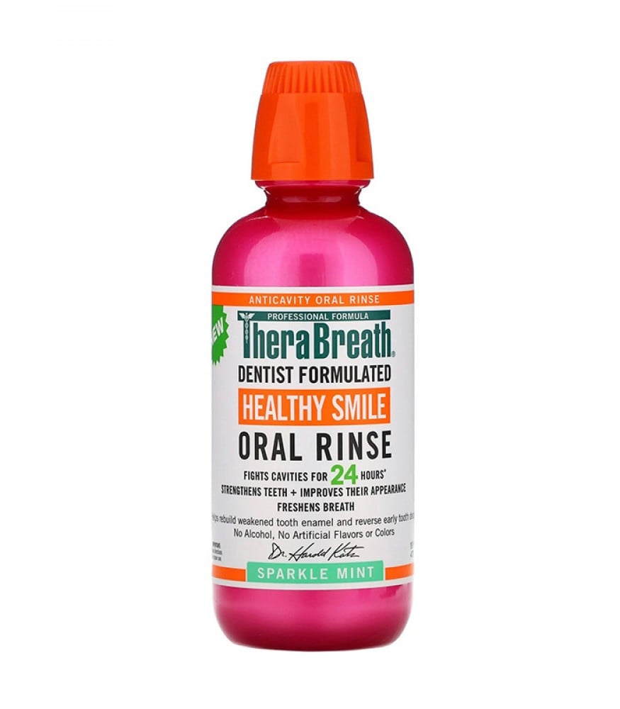 TheraBreath Healthy Smile Oral Rinse, SPARKLE MINT 473 ml ثيرابريث - غرغرة بنكهة نعناع لابتسامة صحية
