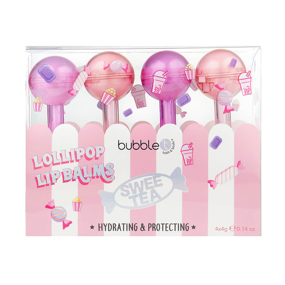 BUBBLE T COSMETICS Sweetea Lollipop Lip Balm Gift Set (4 x 5.4g) مجموعة العناية بالشفاه