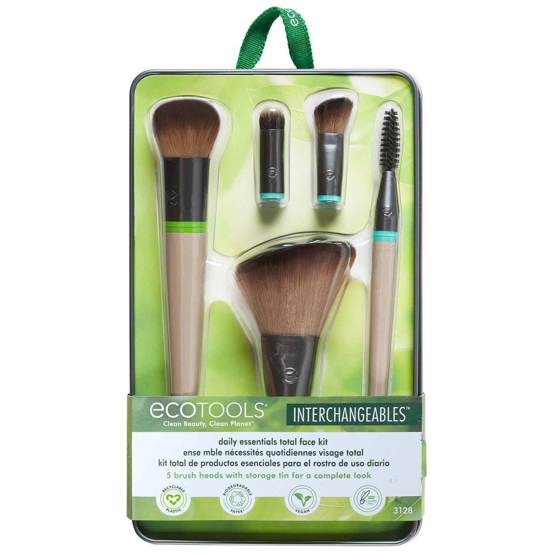 ECOTOOLS Interchangeables Daily Essentials Total Face Makeup Brush Kit مجموعة فرش للبشرة