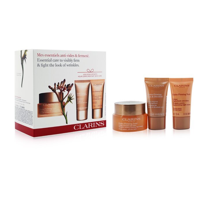 CLARINS Extra-Firming Collection: Day Cream 50ml + Night Cream 15ml + Neck & Decollete Care 15ml 3pcs set كلارنس مجموعة شد إضافي