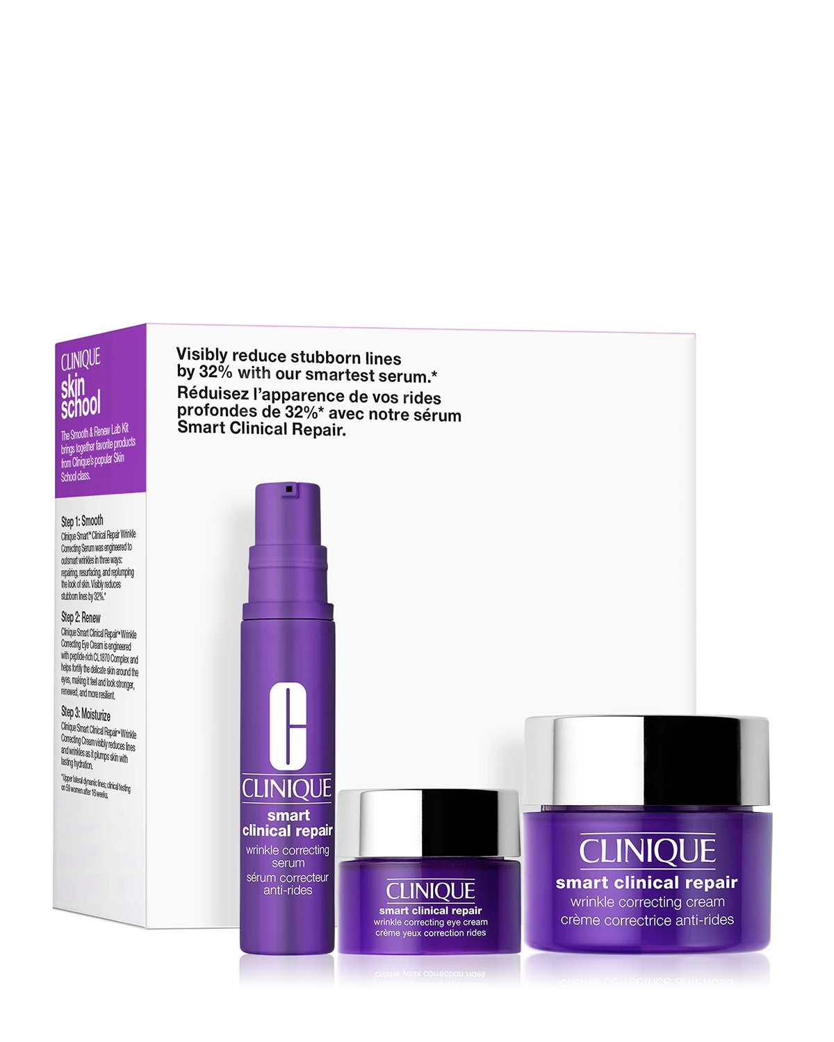CLINIQUE Skin School Supplies: Smooth + Renew Lab كلينك مجموعة العناية بالبشرة