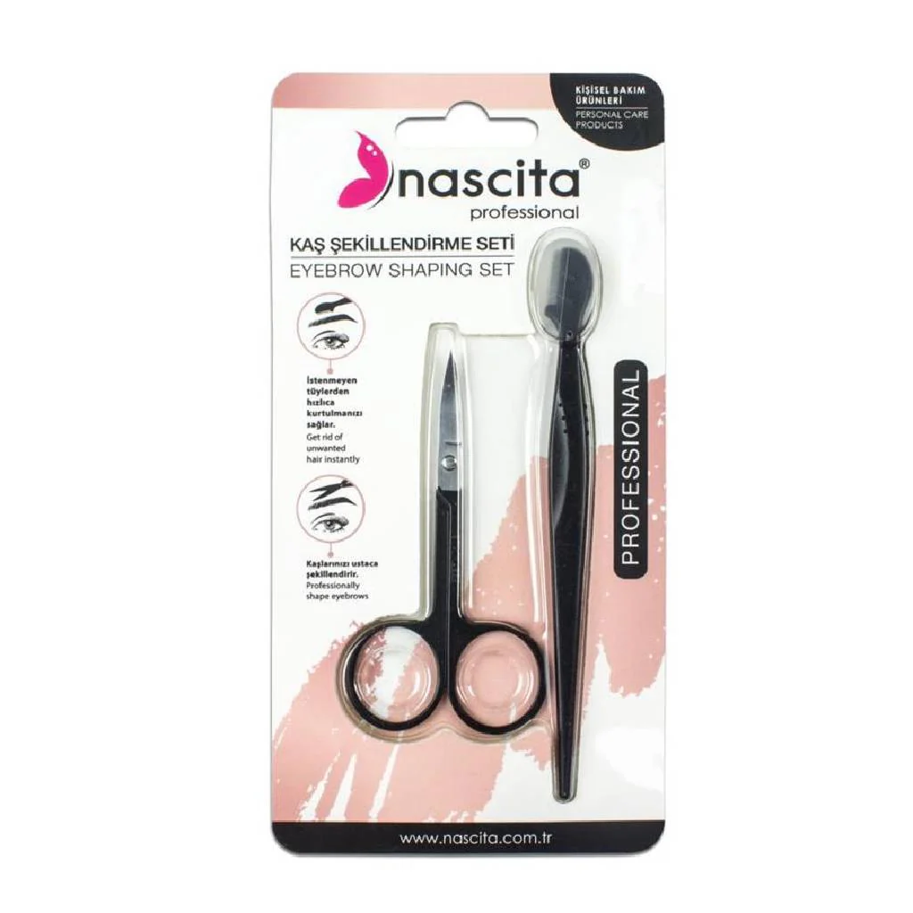 Nascita eyebrow shaping set sxissor razor set of two 04 ناسيتا سيت العناية بالحواجب