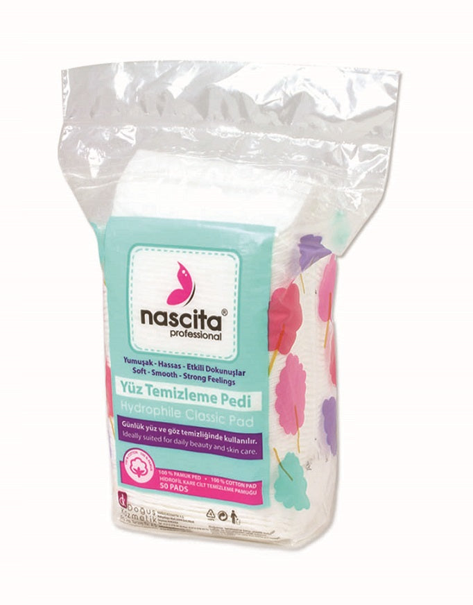 NASCITA FACE CLEANING COTTON PADS SQUARE 50 ناسيتا بادات قطنية مربعة