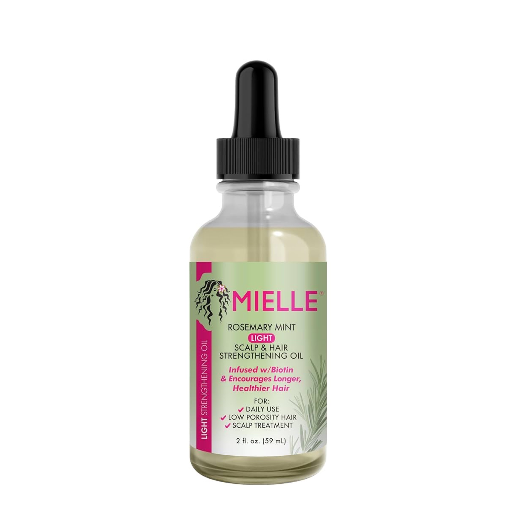MIELLE Organics Rosemary Mint Light Scalp & Hair Strengthening Oil ميلي أورجانيكس زيت إكليل الجبل والنعناع الخفيف لفروة الرأس وتقوية الشعر