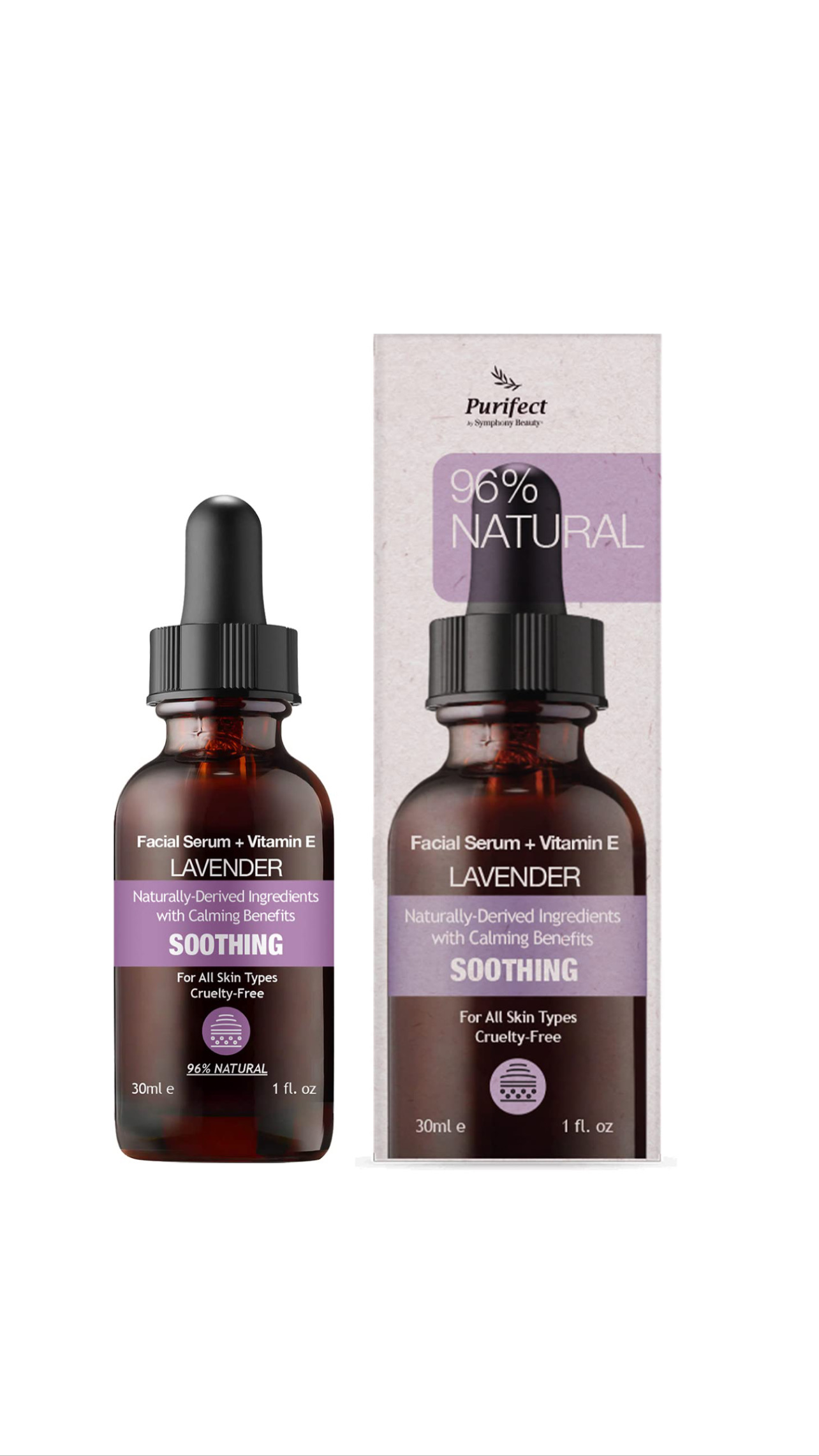 Purifect Soothing Lavender Facial Serum with Vitamin E Oil, Anti Redness Face Serum 30ml سيروم الوجه المهدئ باللافندر مع زيت فيتامين إي