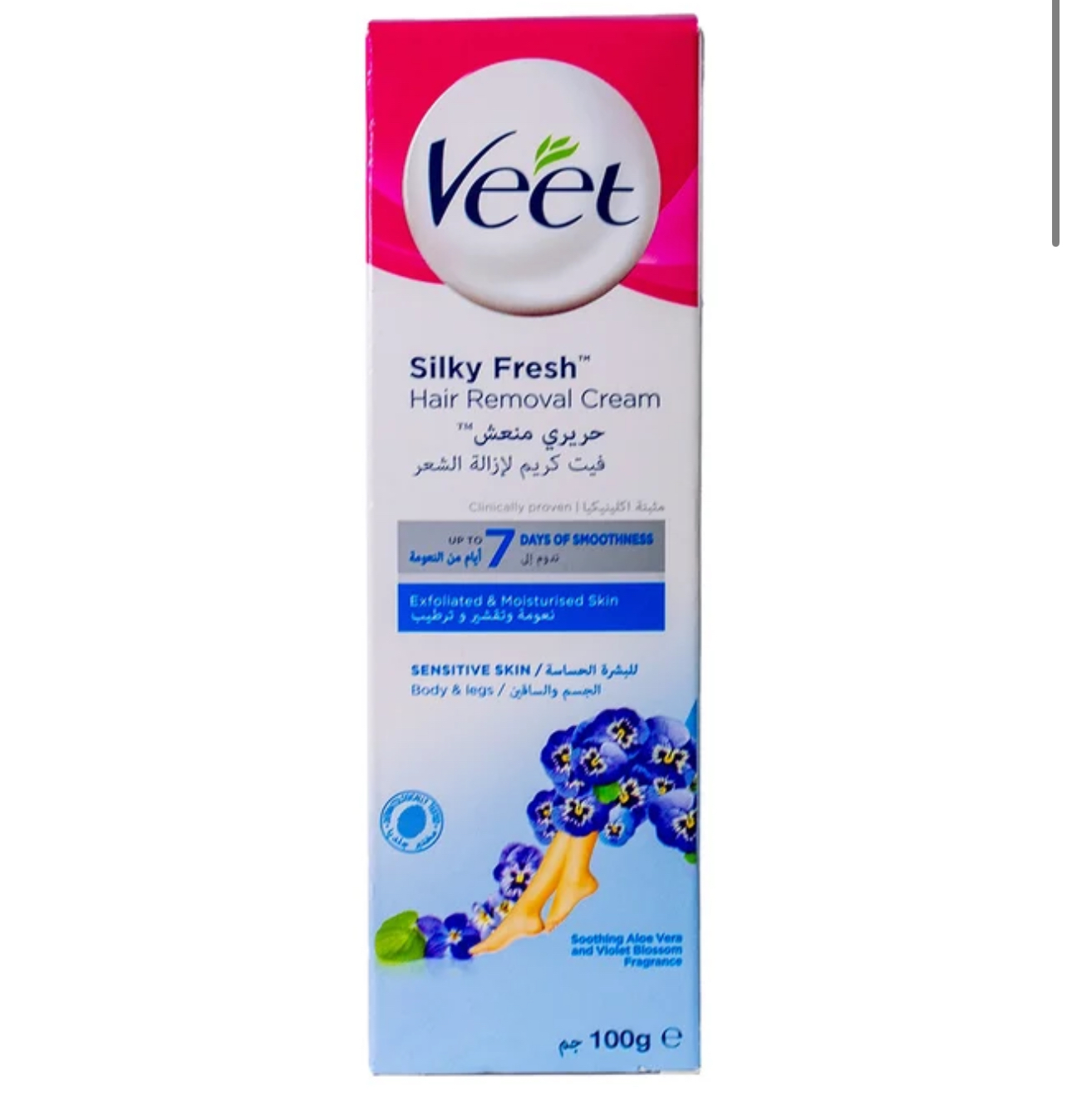 Veet Silky Fresh Hair Removal Cream For Sensitive Skin 100g كريم فيت سيلكي فريش لإزالة الشعر للبشرة الحساسة