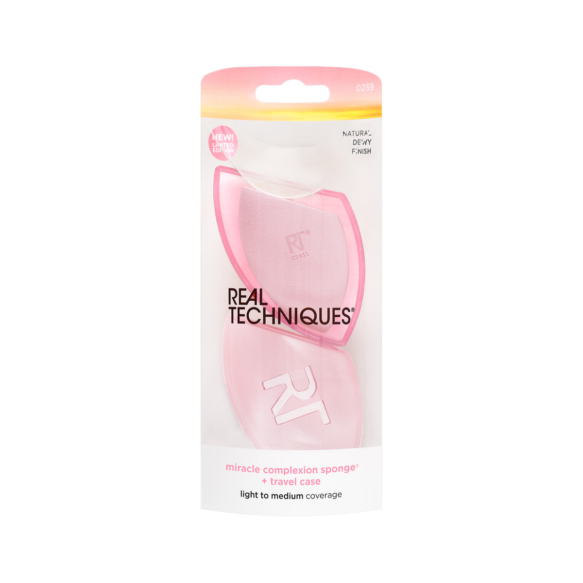 REAL TECHNIQUES Sunrise To Sunset Miracle Complexion Sponge + Travel Case ريل تكنيك اسفنجة مكياج مع حافظة