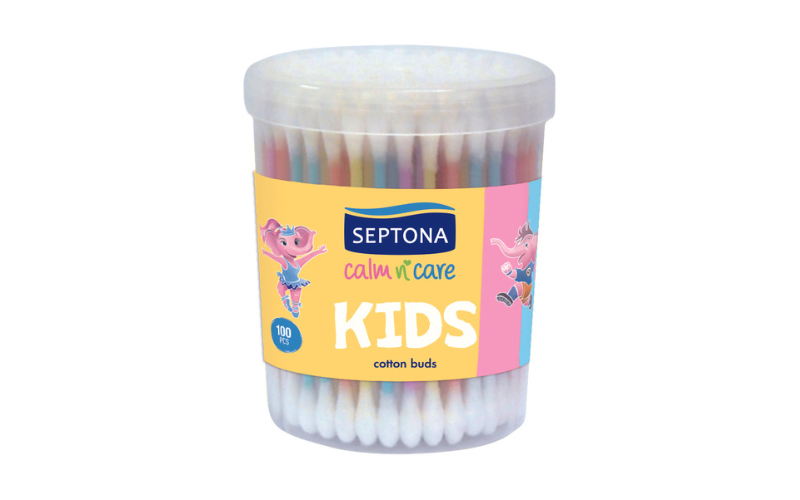 SEPTONA 100 cotton buds kids in plastic jar سبتونا أعواد قطنية لتنظيف الأذن للأطفال
