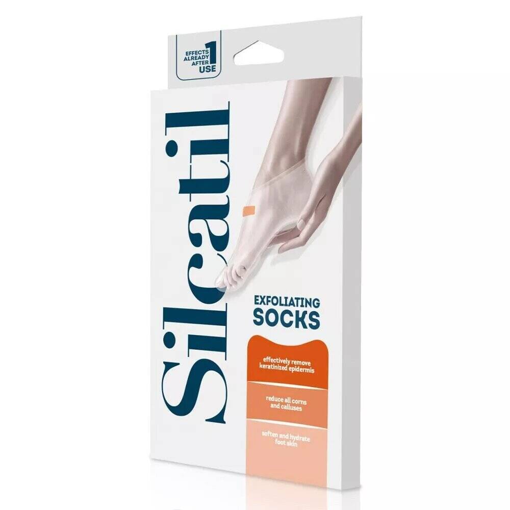 Silcatil Exfoliating Socks Foot Reduce Callus Hard Skin 1pcs جوارب تقشير القدم من سيليكاتيل