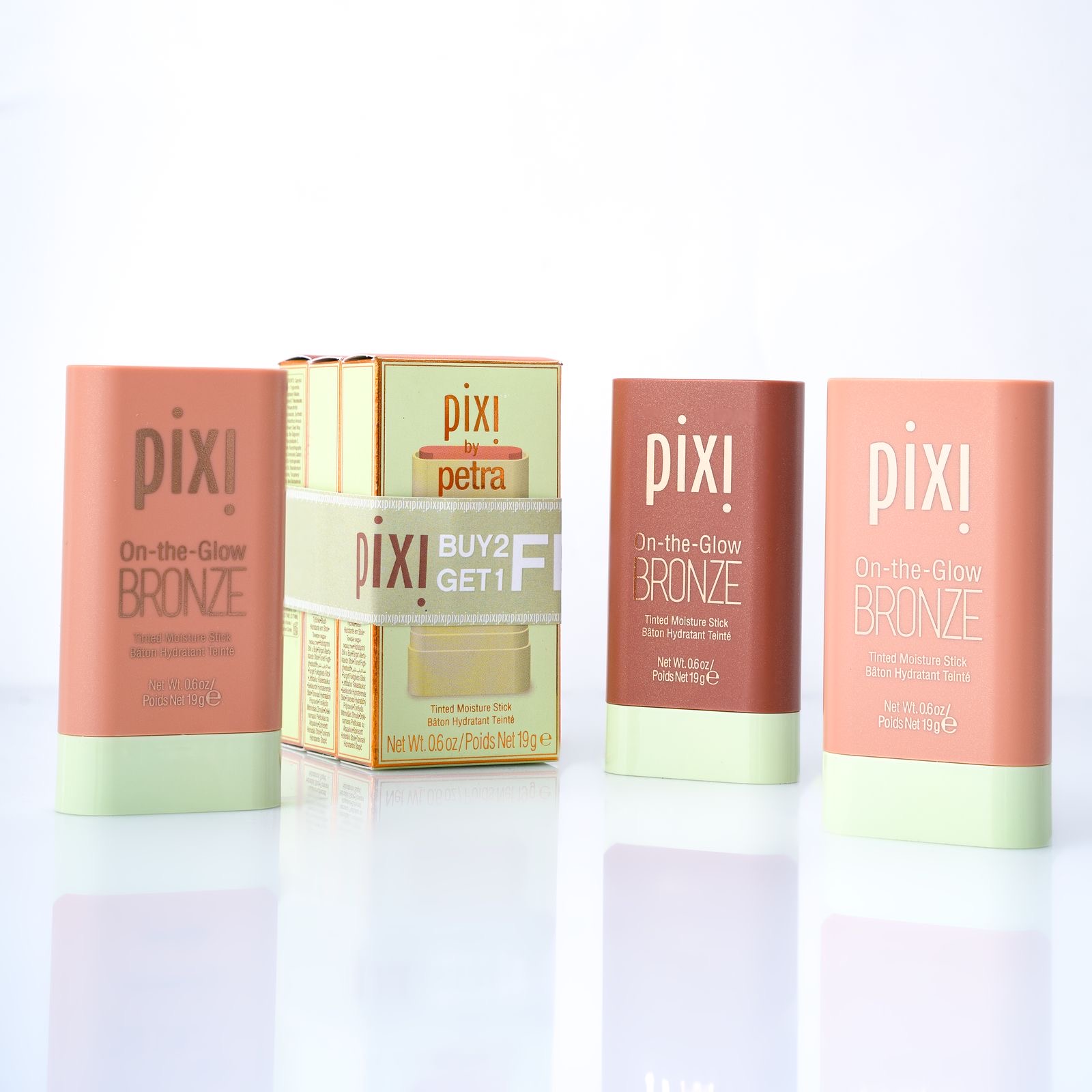 PIXI On The Glow Bronze Tinted Moisturizer Stick Bronzer×3 بكسي مجموعة برونزر