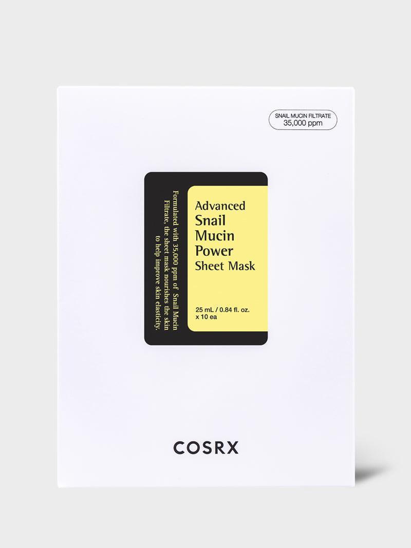 COSRX Advanced Snail Mucin Power Sheet Mask 10 Sheets قناع ورقي متطور بقوة مخاط الحلزون، 10 قطع