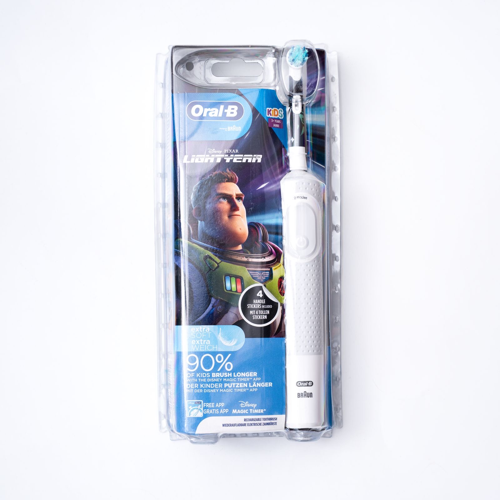 Oral-B Kids Electric Toothbrush, 1 Disney Buzz Lightyear Handle, 1 Brush, for Ages 3+ فرشاة أسنان أورال-بي الكهربائية للأطفال