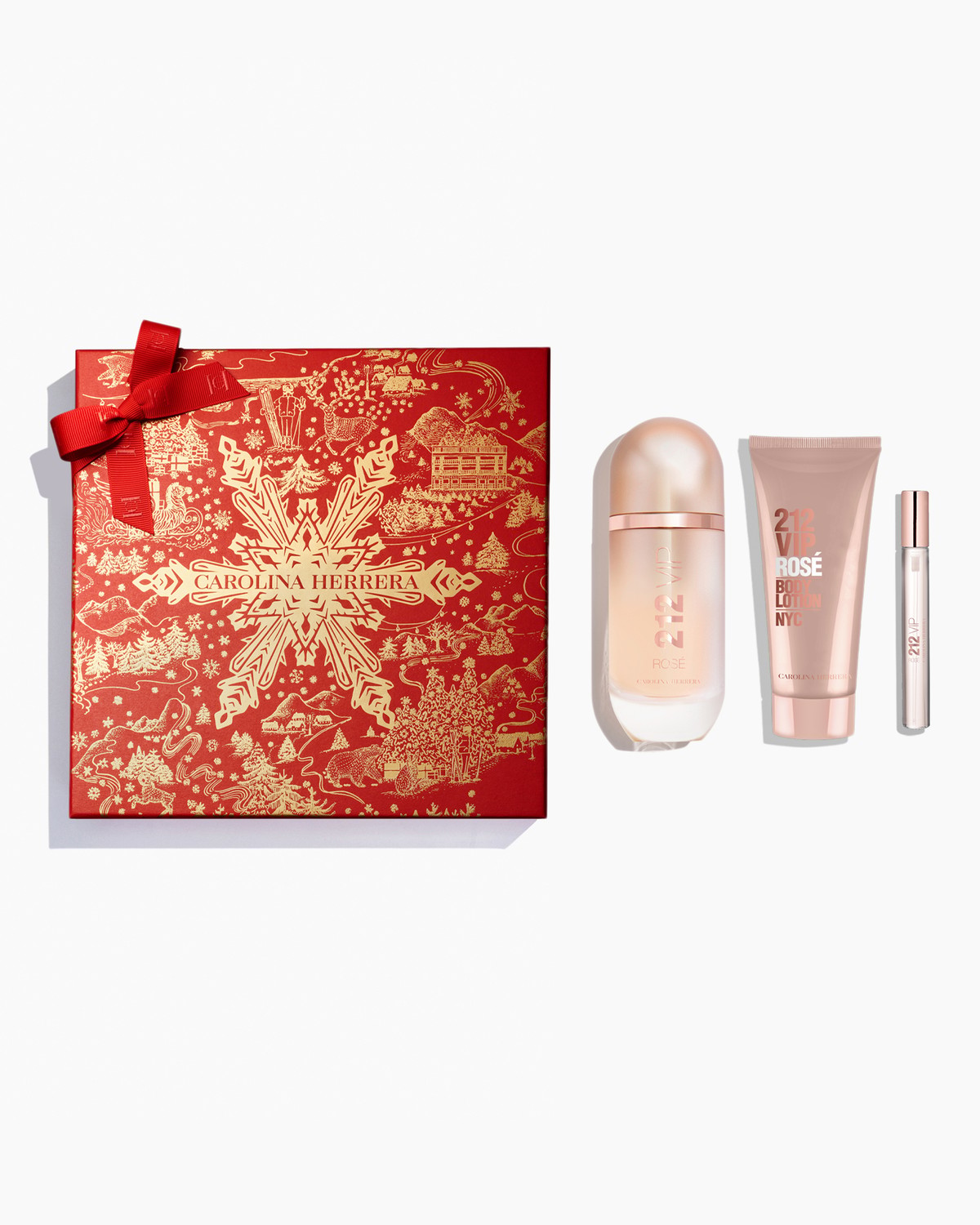 CAROLINA HERRERA 212VIP Rose Eau de Parfum 80ml, Body Lotion 100ml, Mini Spray Bottle 10ml كارولينا هيريرا سيت هدايا للنساء