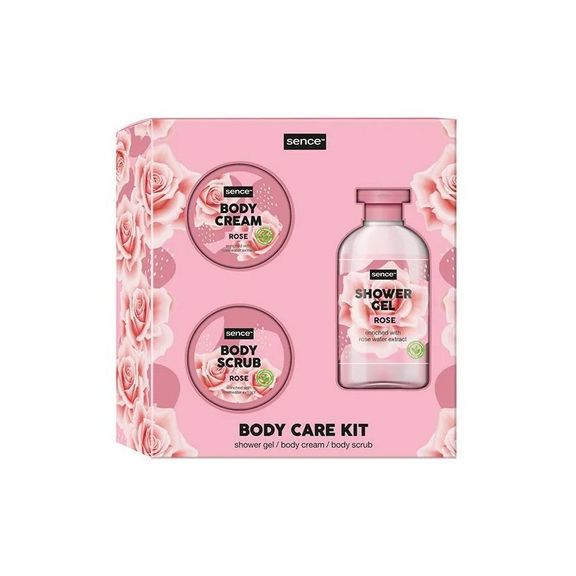 Sence Beauty Set Rose Body care kit SET - 3 pcs سينس بيوتي مجموعة العناية بالجسم بنكهة الورد