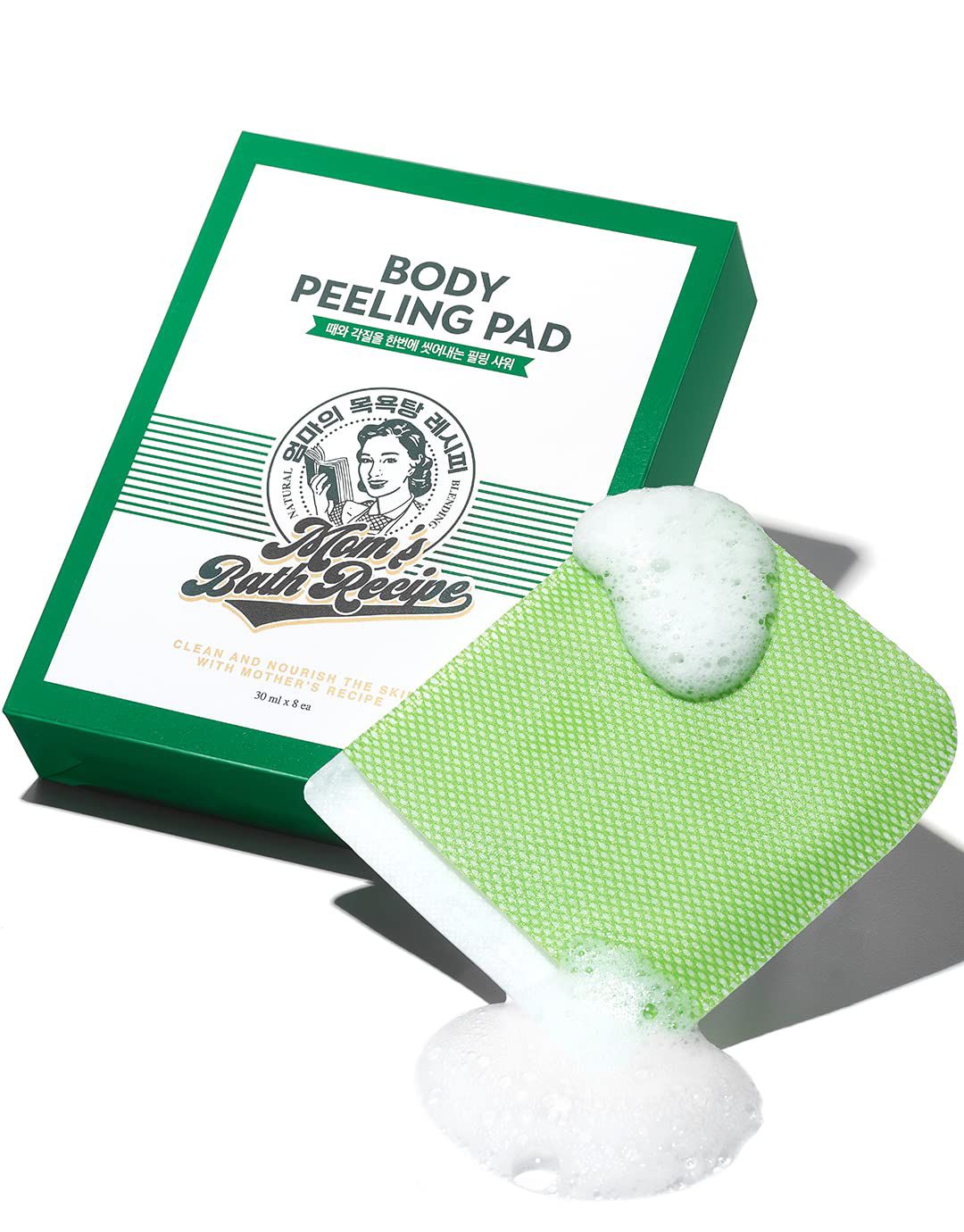 MOM'S BATH RECIPE - BODY PEELING PAD GREEN-8 PIECES 25ml ليفة لتنظيف الجسم