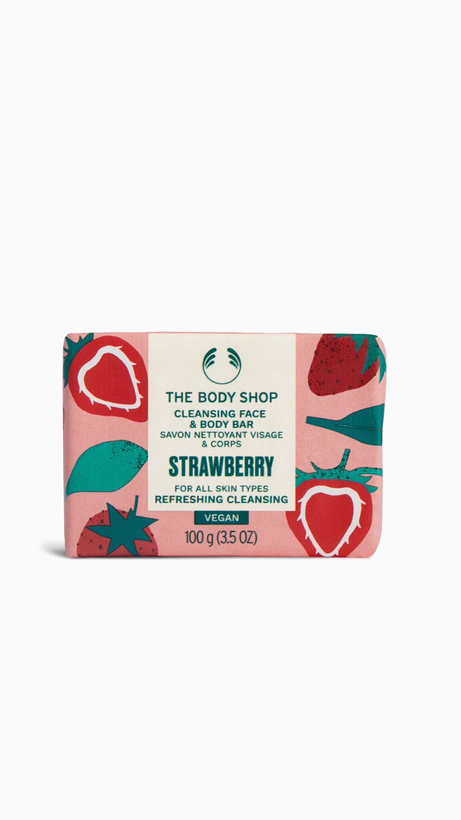 THE BODY SHOP STRAWBERRY CLEANSING FACE & BODY BAR 100g صابونة منظفه للوجه والجسم من ذا بدي شوب