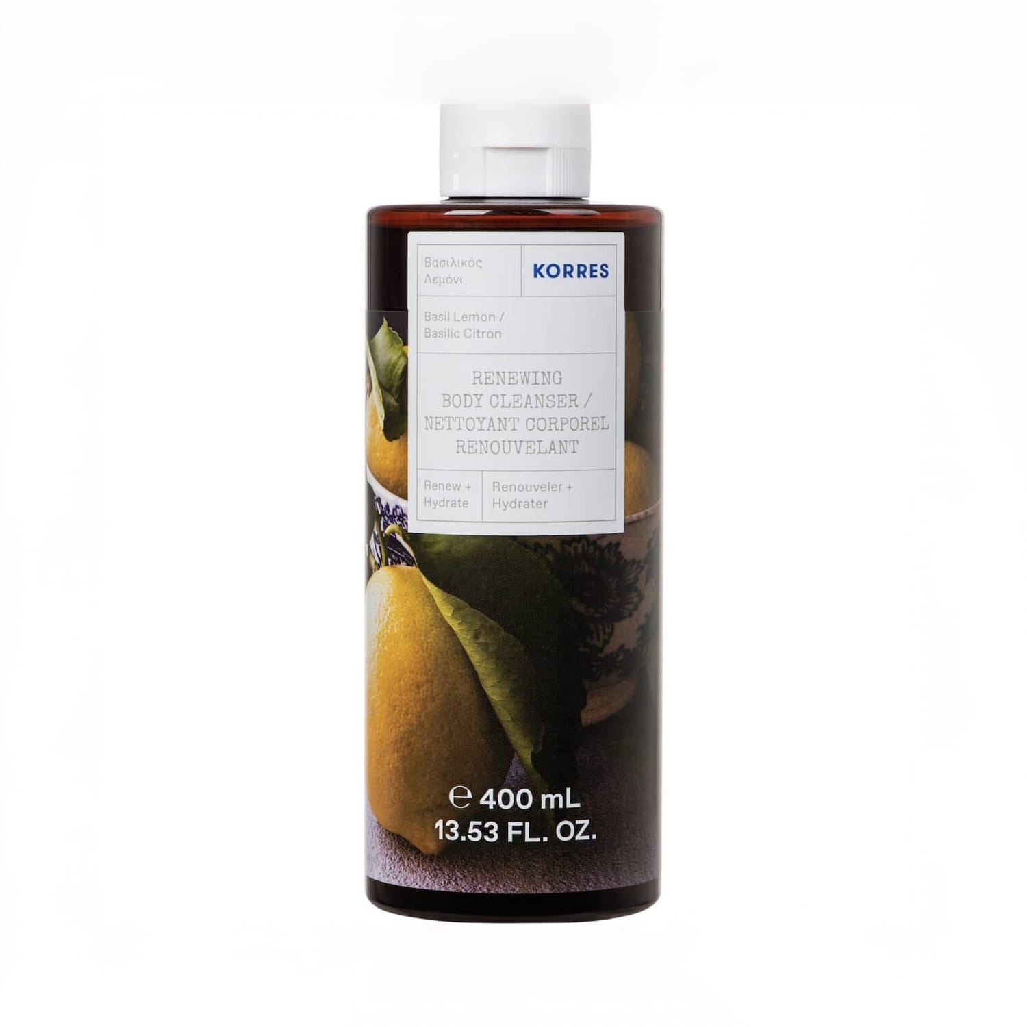 KORRES Renewing Body Cleanser Basil & Lemon Shower Gel 400ml جل استحمام مُجدد للجسم من كوريس برائحة الريحان والليمون