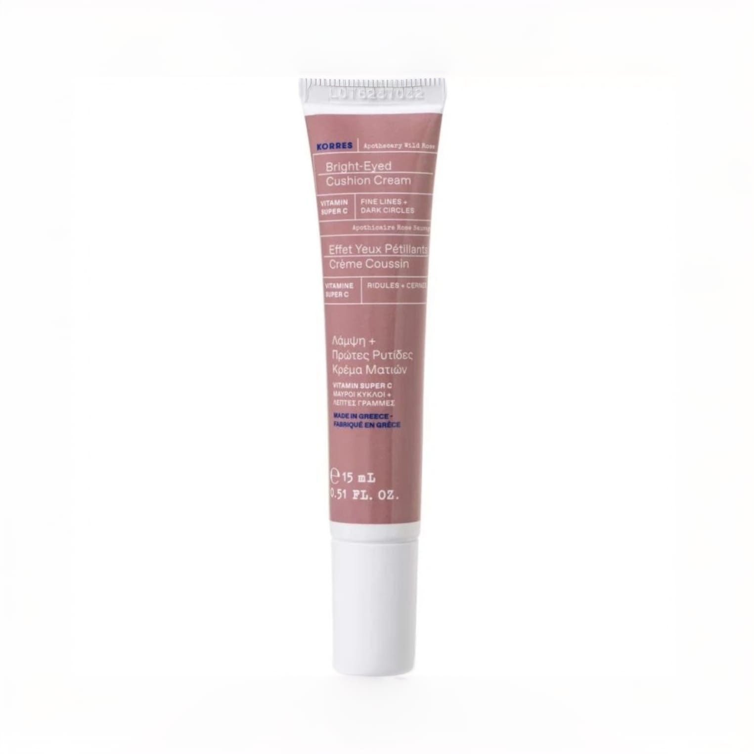 KORRES APOTHECARY WILD ROSE BRIGHT - EYED CUSHION 15ml كريم مضاد للهالات السوداء وتفتيح منطقة تحت العين